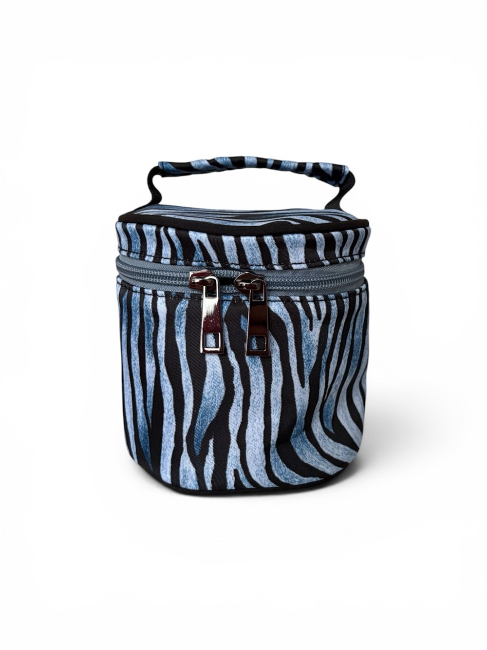 Blue Zebra Print Travel Makeup Bag Cosmetic Case Organizer New